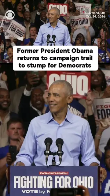 Former President Barack Obama returned to the campaign trail in Cleveland, Ohio,