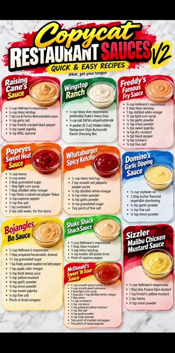 Copycat restaurant sauces V2: Raising Cane's, Wingstop Ranch, Freddy's Fry Sauce