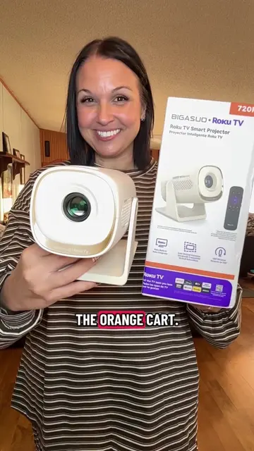 🍿 Movie night made easy! 📽️ BIGASUO Roku Smart Projector has built-in streamin